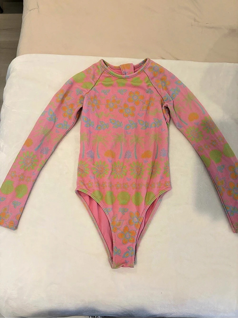 Roxy Teenie Wahine Long Sleeve One-Piece Rashguard Girls 7